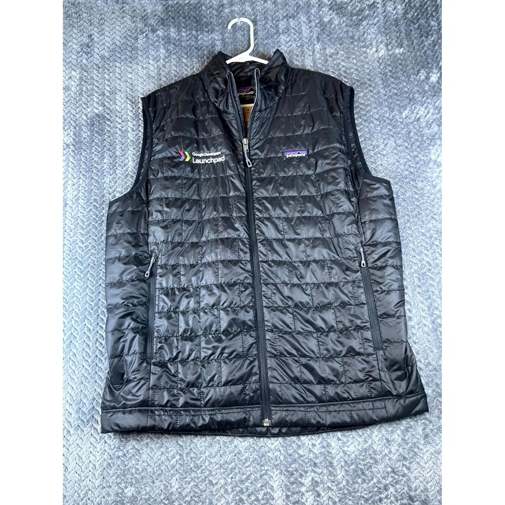 Patagonia Nano Puff Vest Mens Large Black Quilted Insulated Google Logo 6201
